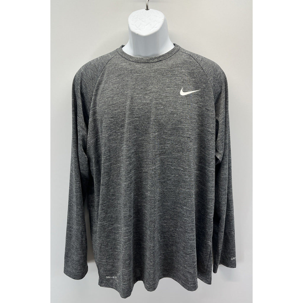 NWT Mens Nike Swim Hydroguard Dri Fit Gray Heather LS Shirt Uv Protection XL