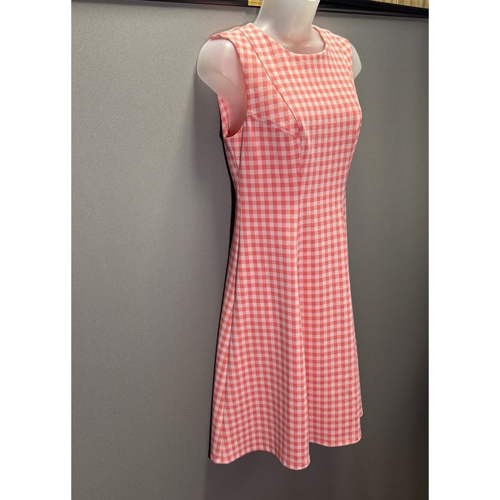 Tommy Hilfiger Dress Womens 6P Petite Pink Gingham Sleeveless Fit Flare NWT