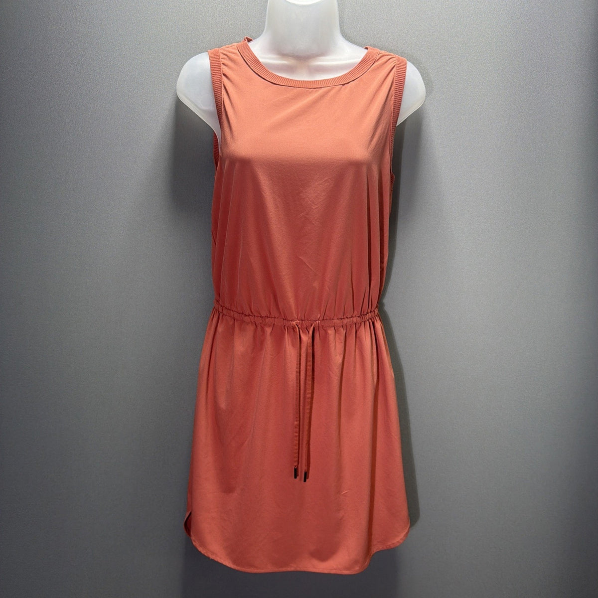 Athleta Dress XSP Coral Sleeveless Drawstring Waist High Low Hem Stretch