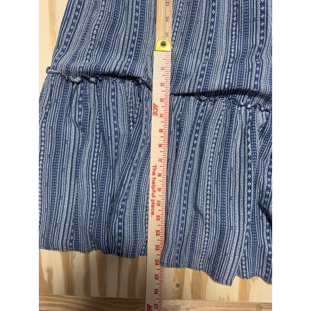Wild Fable Blue White Tiered Maxi Dress Women Small Smocked Tie Strap Boho NWT