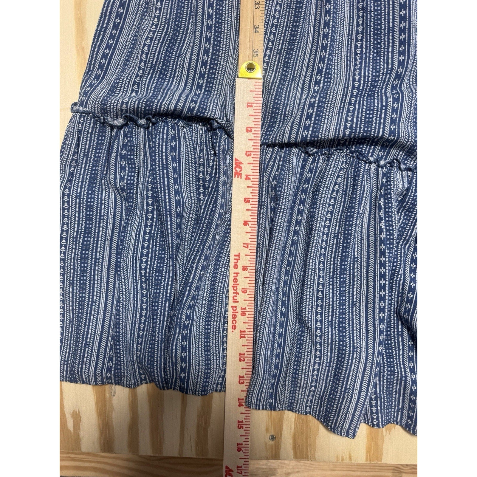 Wild Fable Blue White Tiered Maxi Dress Women Small Smocked Tie Strap Boho NWT