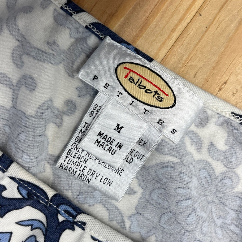 Talbots Floral 3/4 Sleeve Cotton Blend Pullover Floral Top Petite Medium