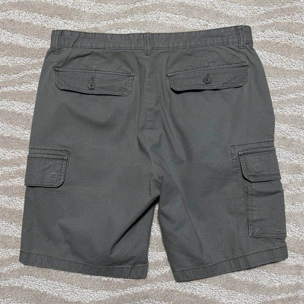 MENS NAUTICA Flex CLASSIC FIT STRETCH RIPSTOP 9”CARGO SHORTS 32 Green