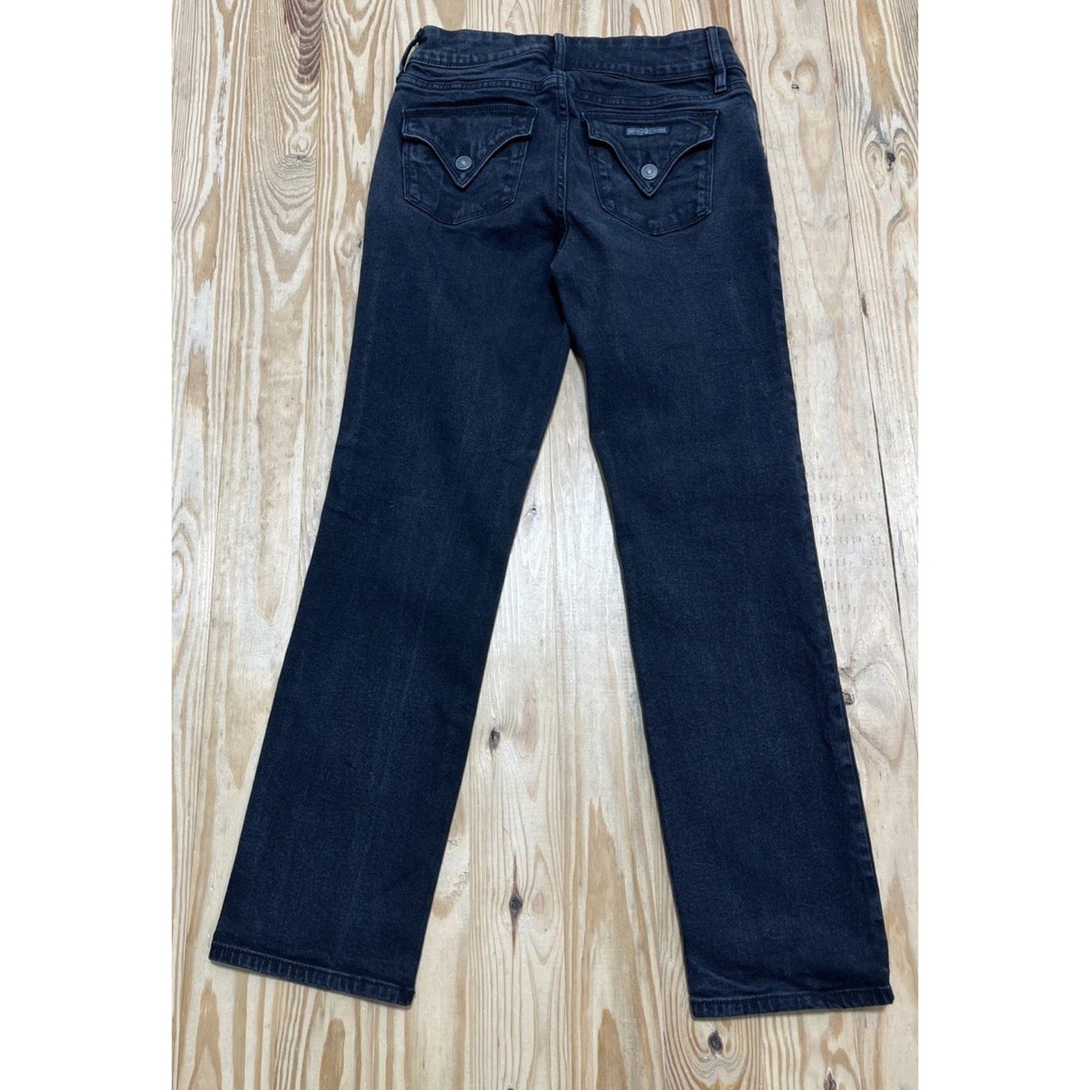 Hudson Beth Baby Boot Jeans size 4 Black Denim High Rise Flap Button Pocket