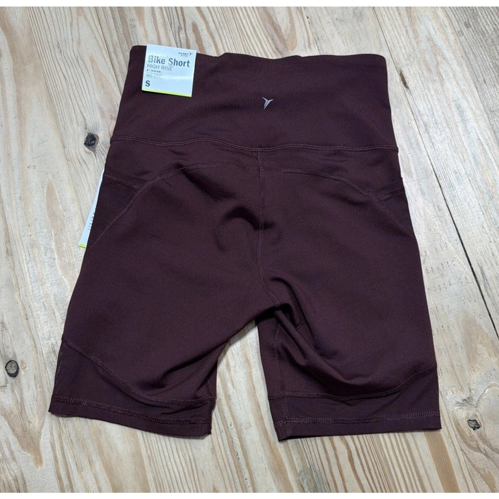 NWT old navy womens S maroon raisin power press bike shorts