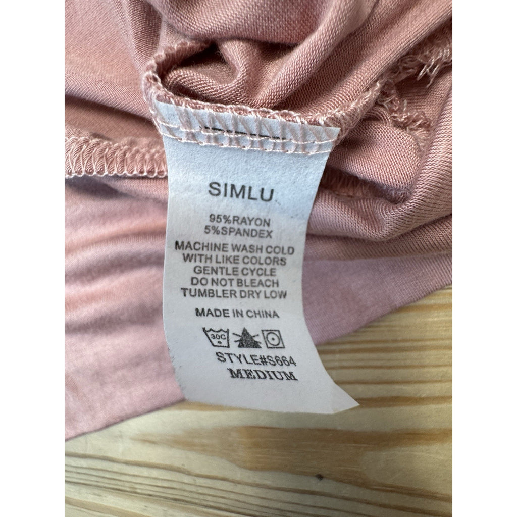 Simlu Peachy Pink 3/4 Sleeve Blouse Rayon Stretch Rayon Women’s Size M