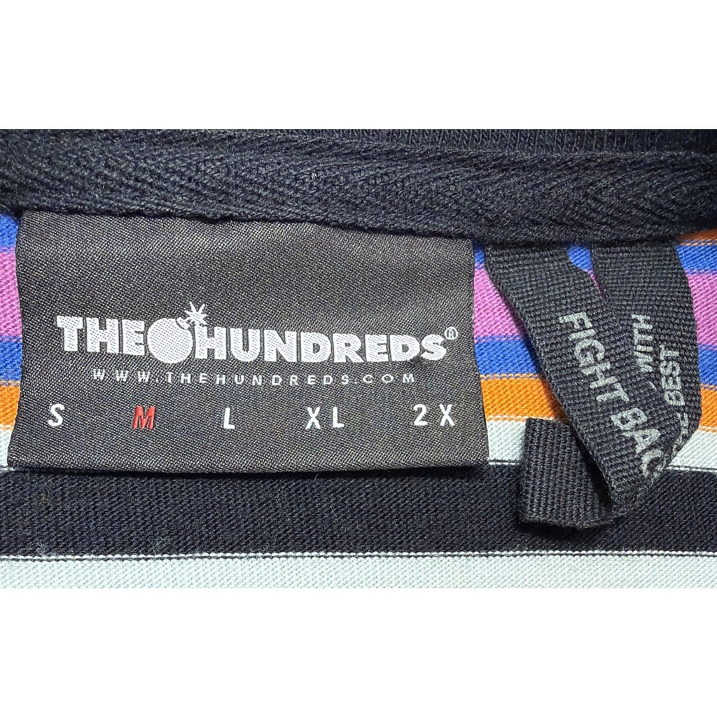 The Hundreds Men Shirt Medium Pink Striped Logo Embroidered Short Sleeve