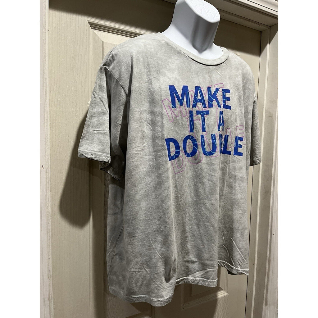 NWT Cabana By Crown & Ivy Gray Blue "Make It A Double" T-Shirt Unisex Size XXL