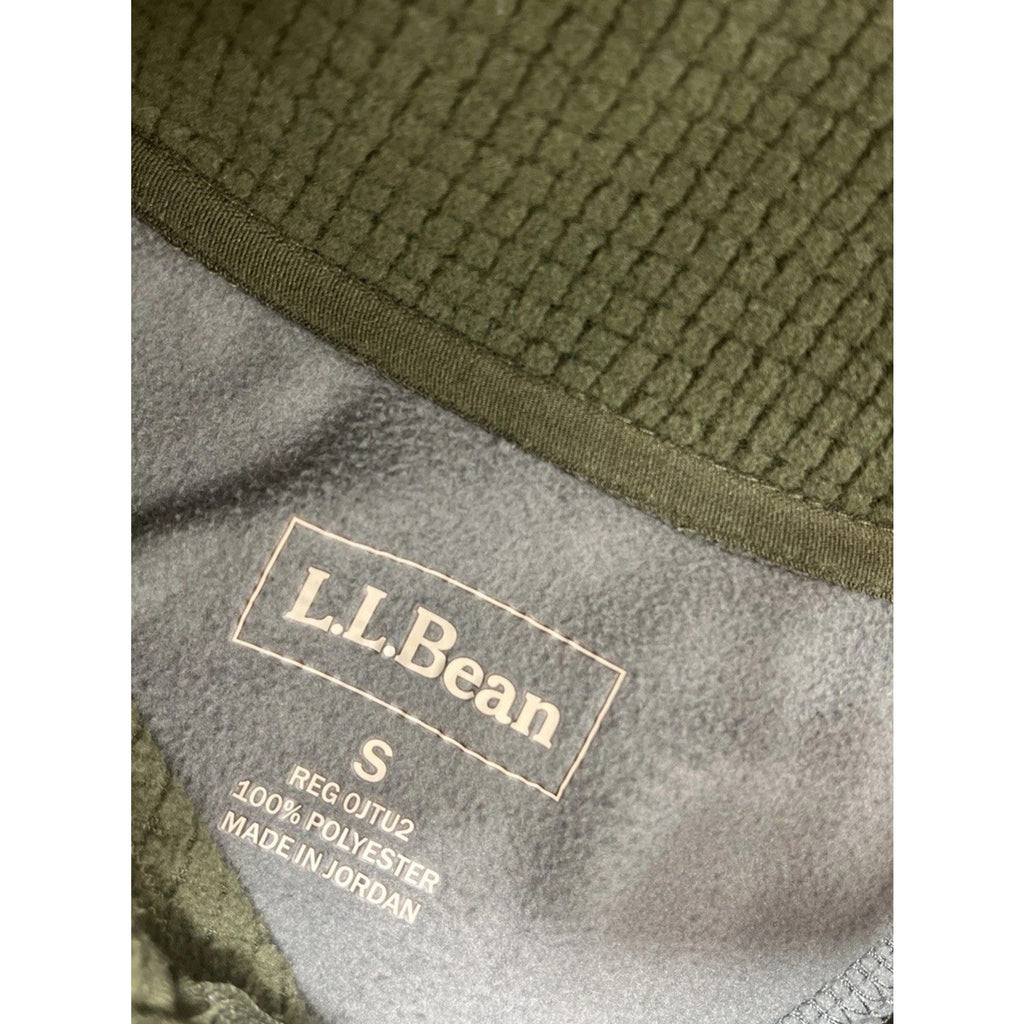 LL Bean Men's 1/4-Zip Long-Sleeved Pullover Size Small Green Waffle-Knit