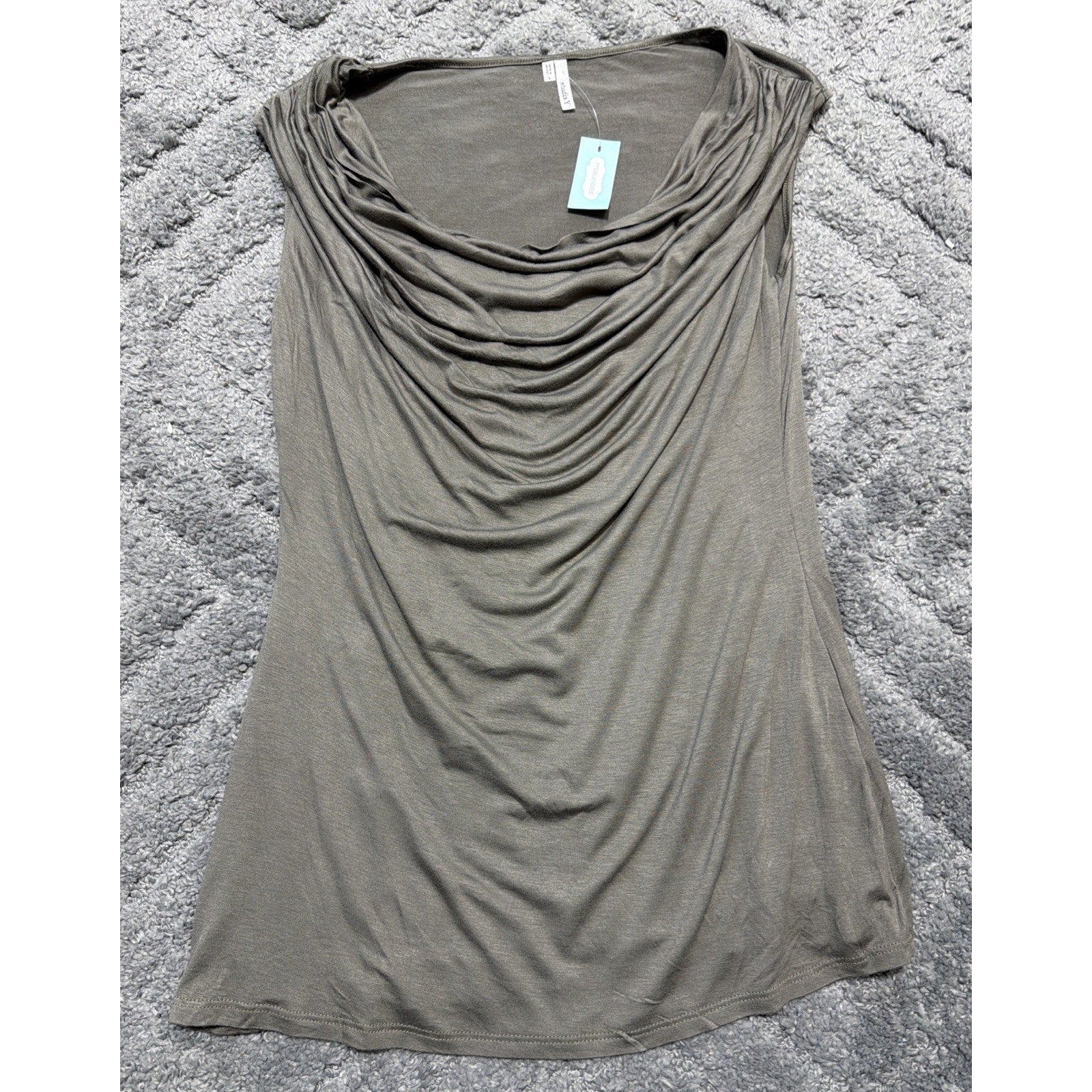 MAURICES- STUDIO Y SZ LARGE Gray DRAPE NECK TOP New