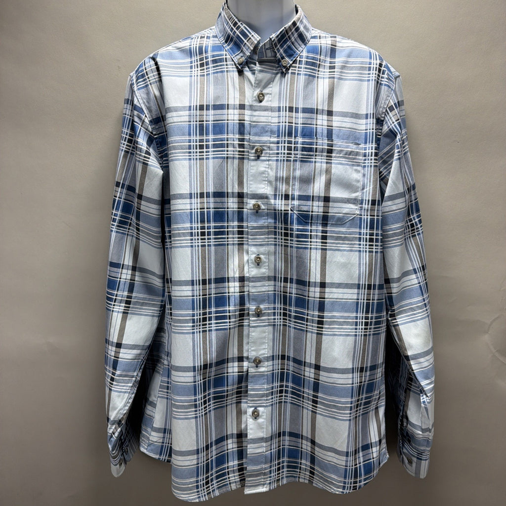 Eddie Bauer Travex Button Up Plaid Hiking Shirt Mens Large Tall Vented