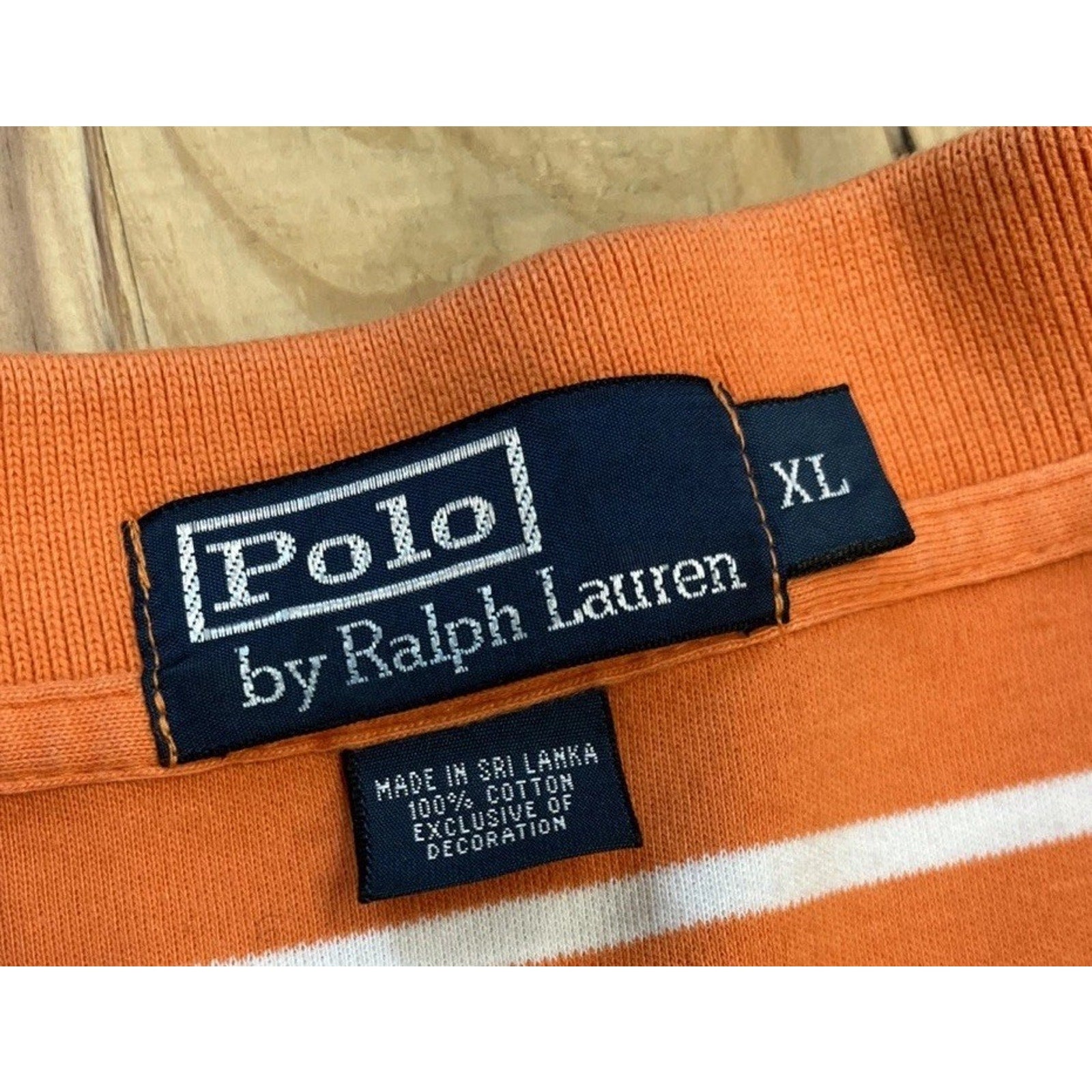 Polo Ralph Lauren Mens Polo Shirt XL striped orange