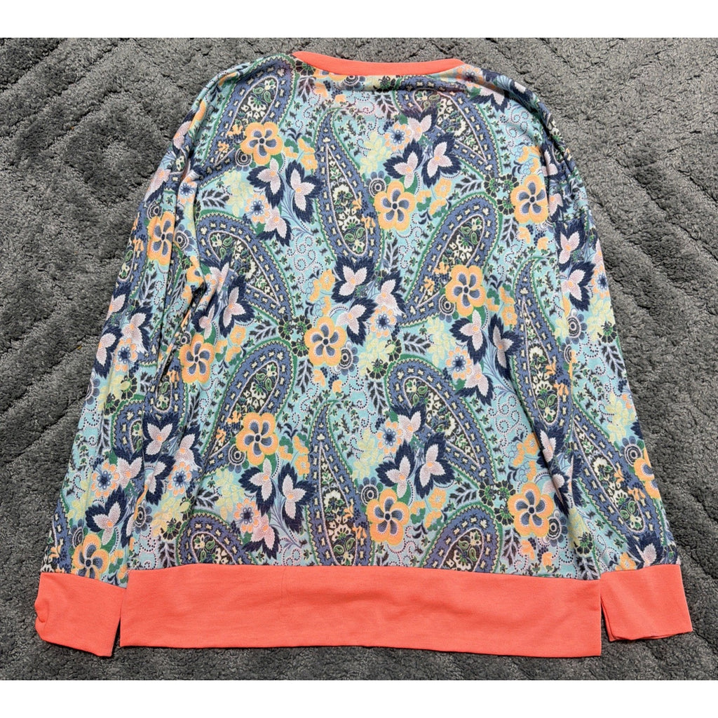 Size M White Birch Floral Womans Lightweight Oversized Boxy Sweater New