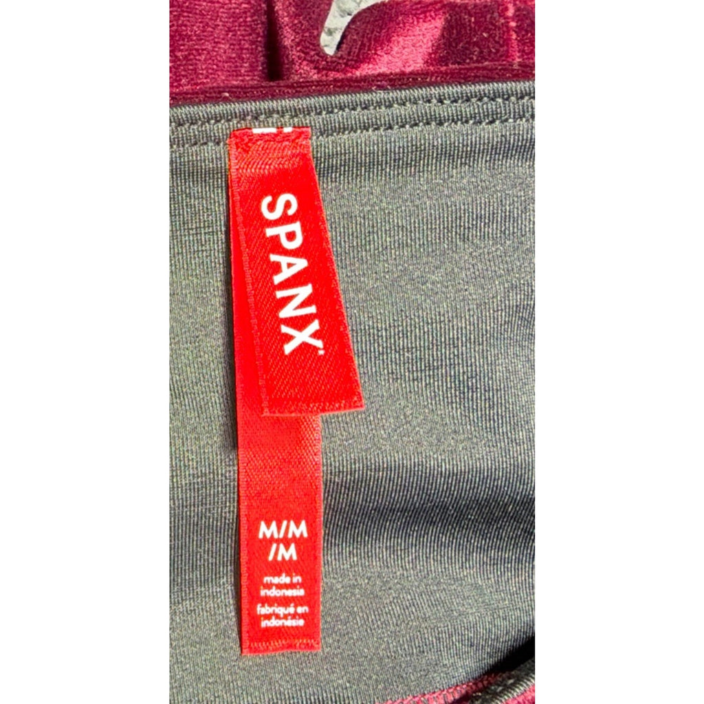 SPANX Rich Burgundy Velvet High Rise Full Length Yoga Pants Size M