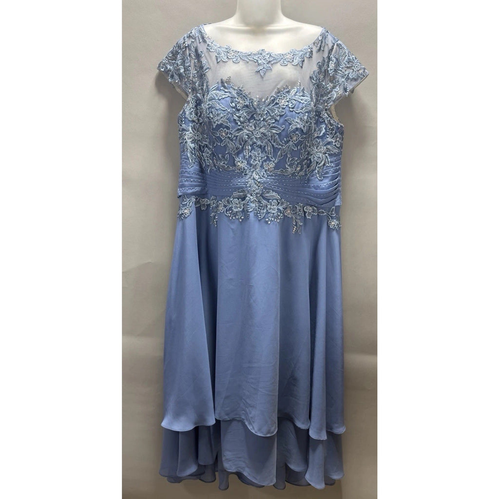 JJ’s House Dusty Blue Lace Applique Chiffon Mother of the Bride Dress Womens 22
