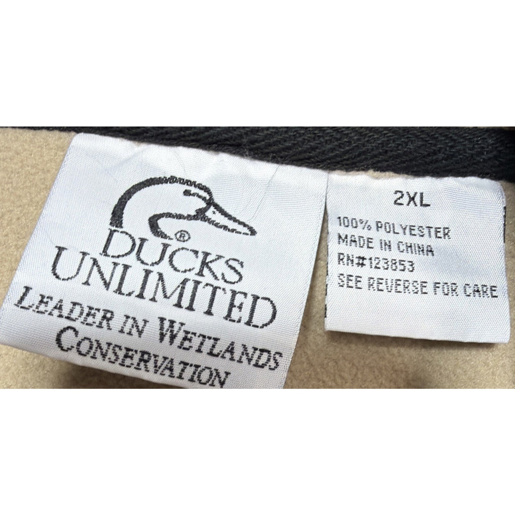 Ducks Unlimited Jacket Men XXL Beige Fleece Windbreaker Hiking Outdoor Full Zip