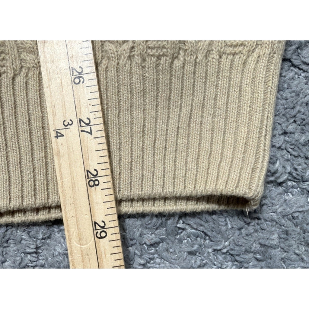 Monte Carlo Men Sz 44 Button Up Brown Lambs Wool Sweater Vest Cable Knit