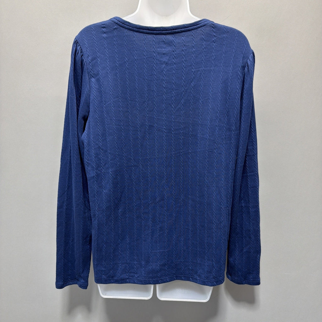 Croft & Barrow Women's XL Navy Blue Mini Cable Knit Long Sleeve Top NWT