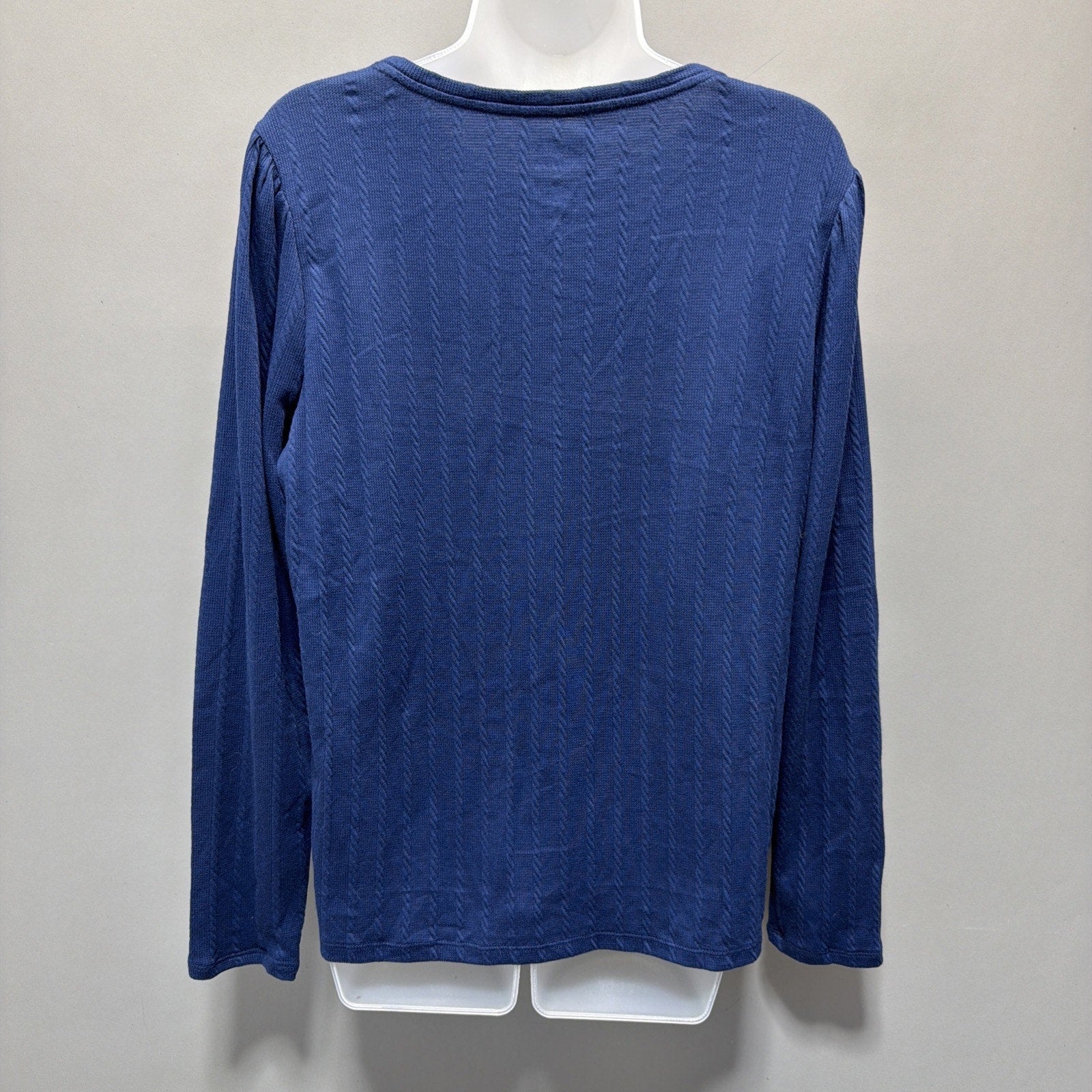 Croft & Barrow Women's XL Navy Blue Mini Cable Knit Long Sleeve Top NWT