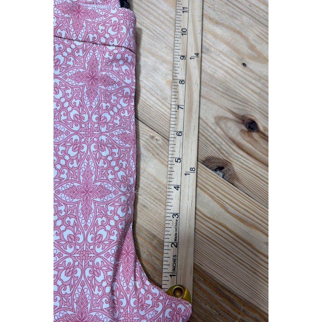 89th & Madison Women's Cropped Stretch Pull On Pant Pink Crosshatch Sz M