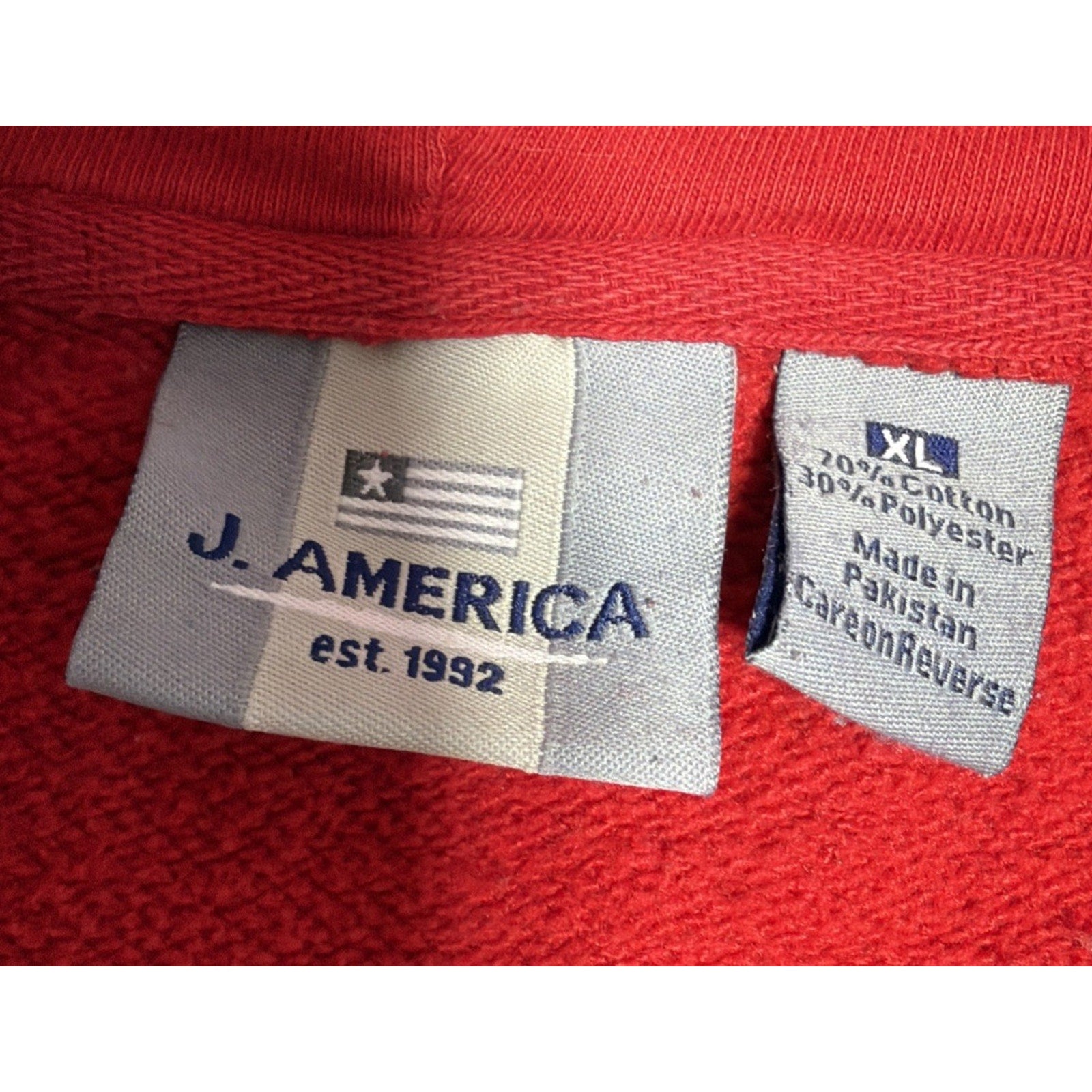 OLE MISS REBELS VINTAGE HOODED EMBROIDERED FLEECE SWEATSHIRT J. AMERICA SIZE XL