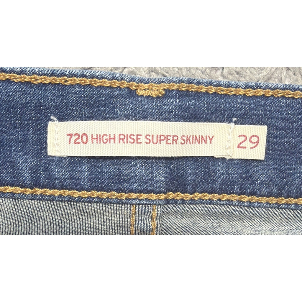 Levis 720 High Rise Super Skinny Jeans Womens 29 Blue Denim Medium Wash Stretch