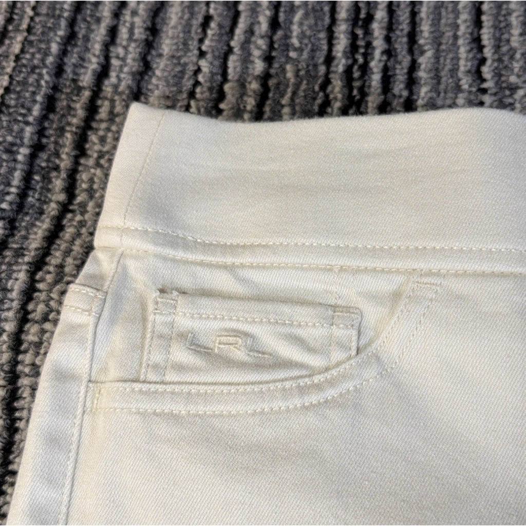 LRL RALPH LAUREN Ivory Cream Wide Band Modern Leggings Stretch Jeans Pants 8