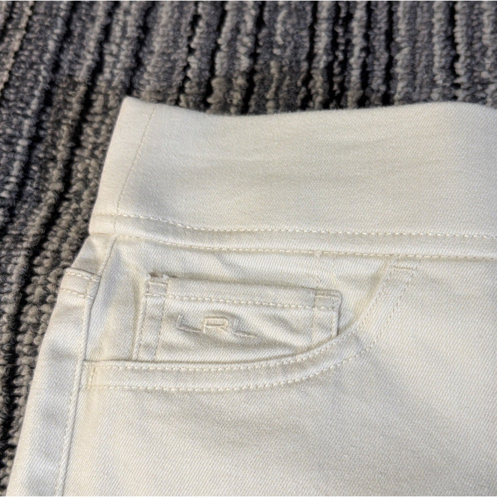 LRL RALPH LAUREN Ivory Cream Wide Band Modern Leggings Stretch Jeans Pants 8