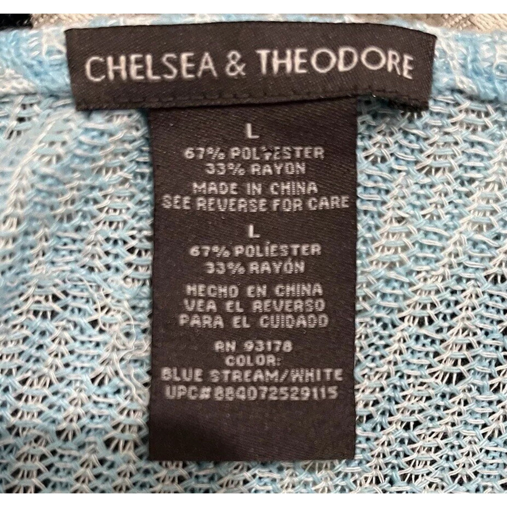 Chelsea & Theodore Sweater Women's Size L Oversize Blue Knit Boatneck Long Slv