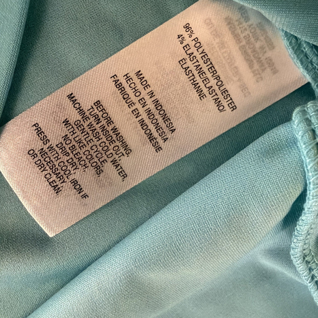 Jones New York Women Top Plus Size 1X Aqua Short Sleeve V Neck Blouse NWT