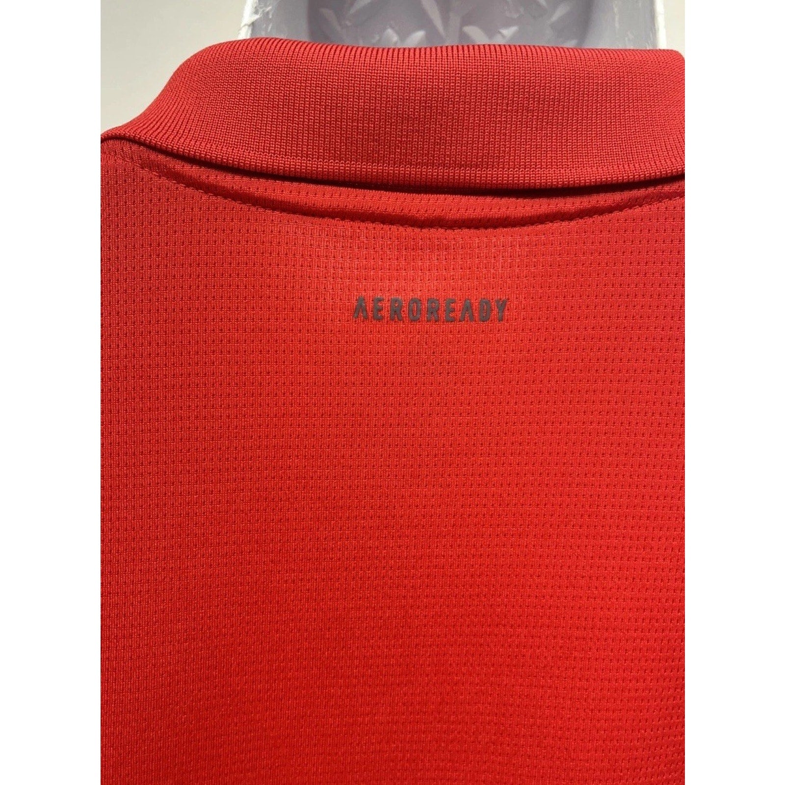 Adidas Aeroready Red Grey Lettering Short Sleeve Polo Size XL Golf