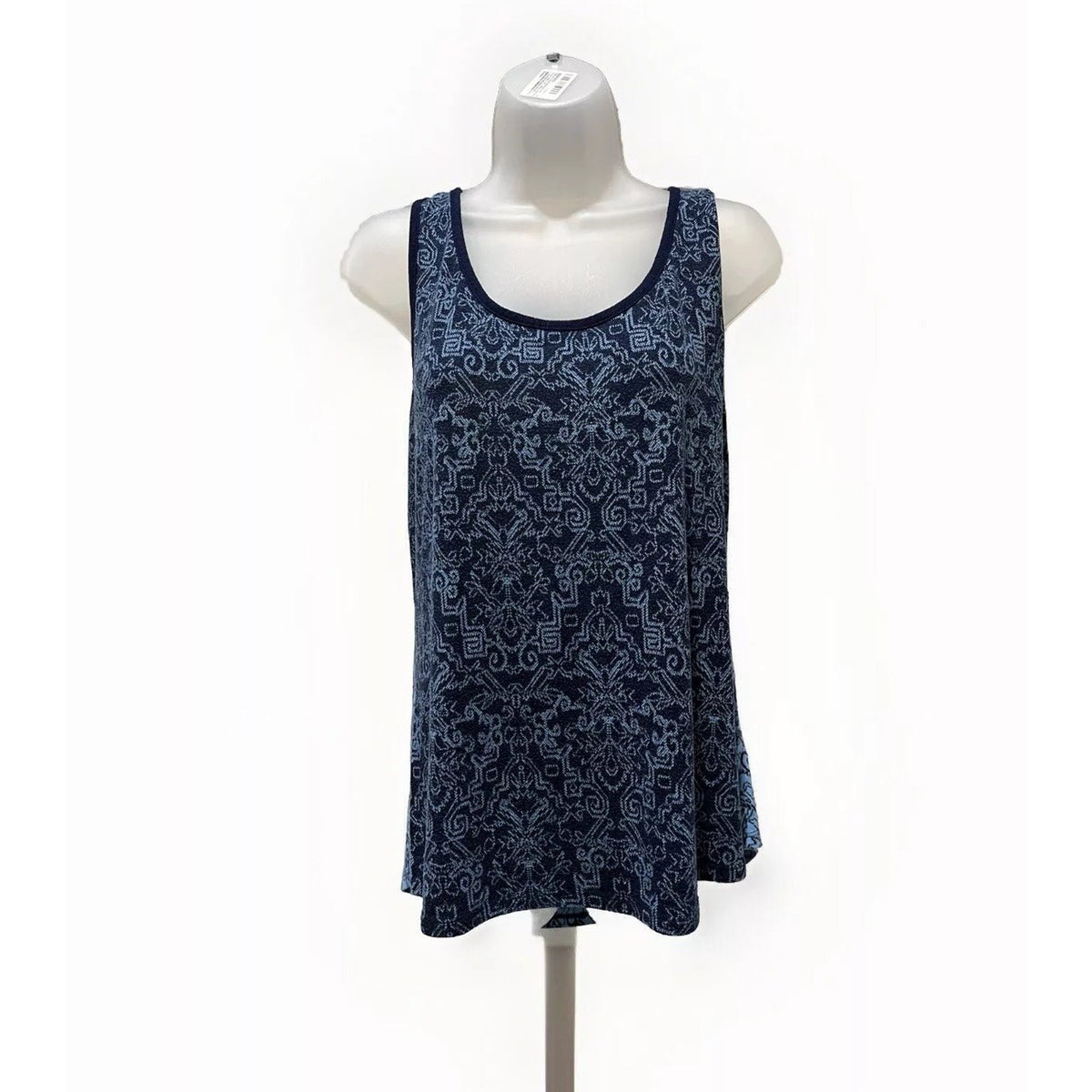 Gilligan & OMalley Blue Black Tunic Keyho Back Tank Top Women Size Large