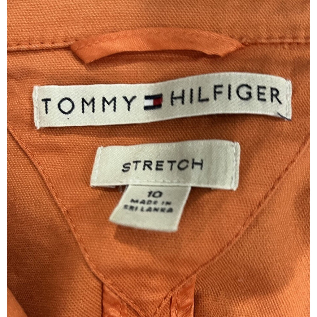 Tommy HIlfiger Jacket Women's Size 10 Orange Denim Pocket 100% Cotton VTG Y2K