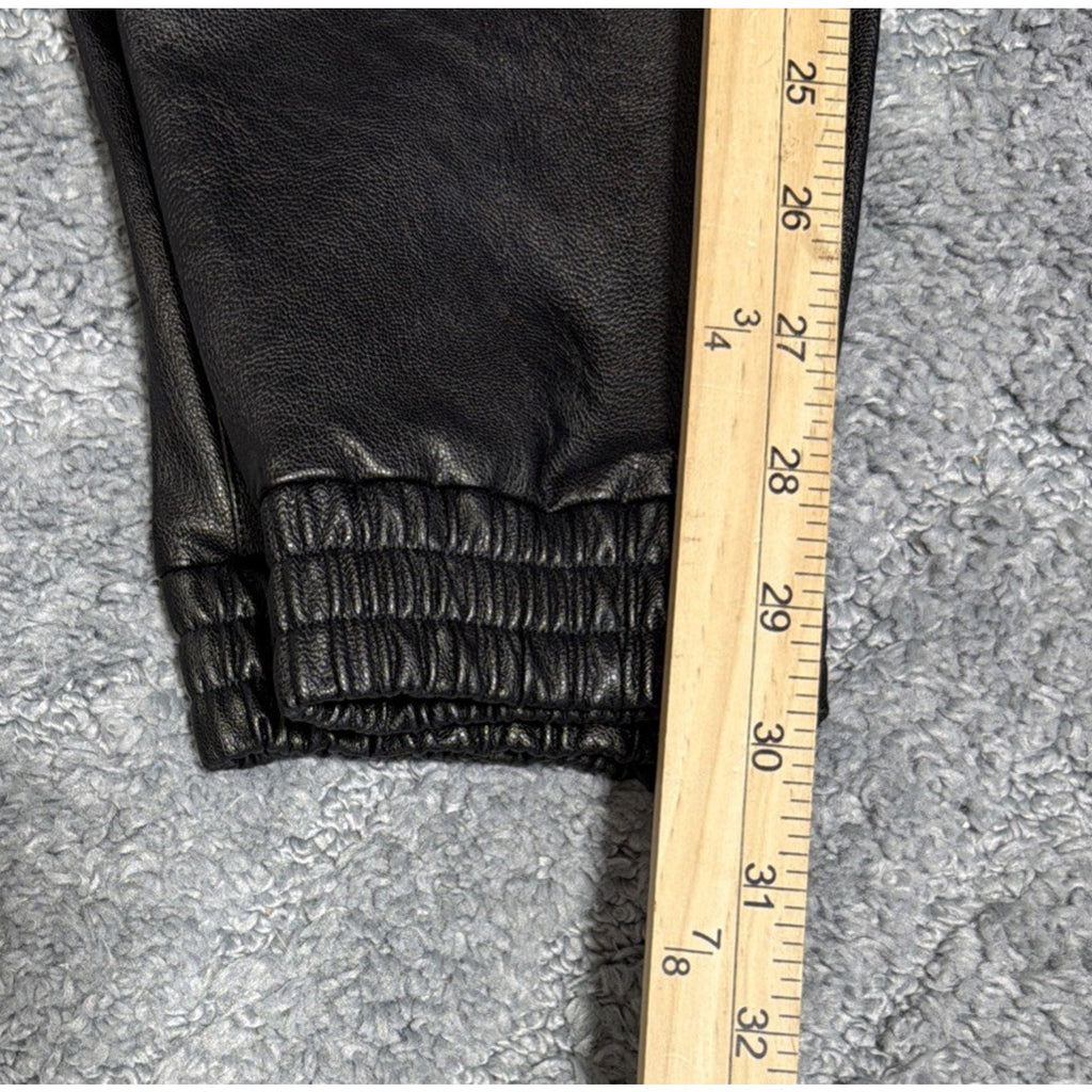 Spanx Womens Size M Faux Leather Joggers Pants Black Noir Cuffed