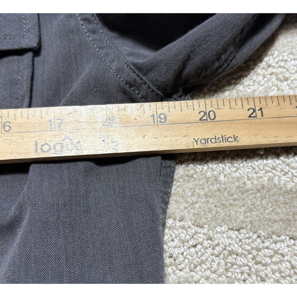 Burnside Men's Gray Long Sleeve Yarn Dyed Button Down Cargo Shirt Size Small