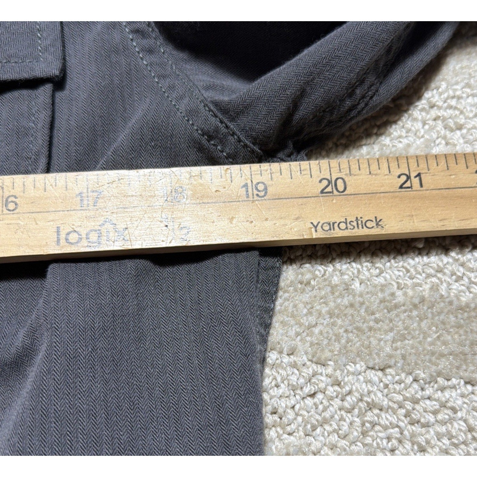 Burnside Men's Gray Long Sleeve Yarn Dyed Button Down Cargo Shirt Size Small