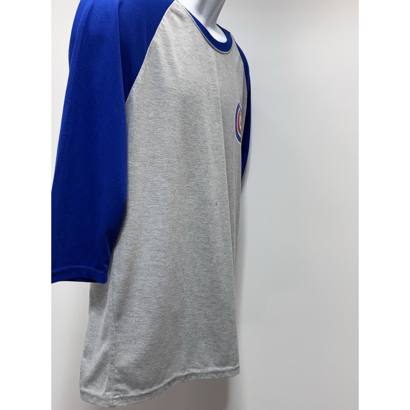 Chicago Cubs Raglan Shirt Athletic Cut Slim Gray Blue Budweiser Men’s Size Large