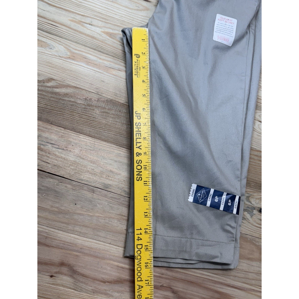 St Johns Bay Women’s Capri Pants 6P Taupe Cotton Crop Mid Calf High Rise NWT