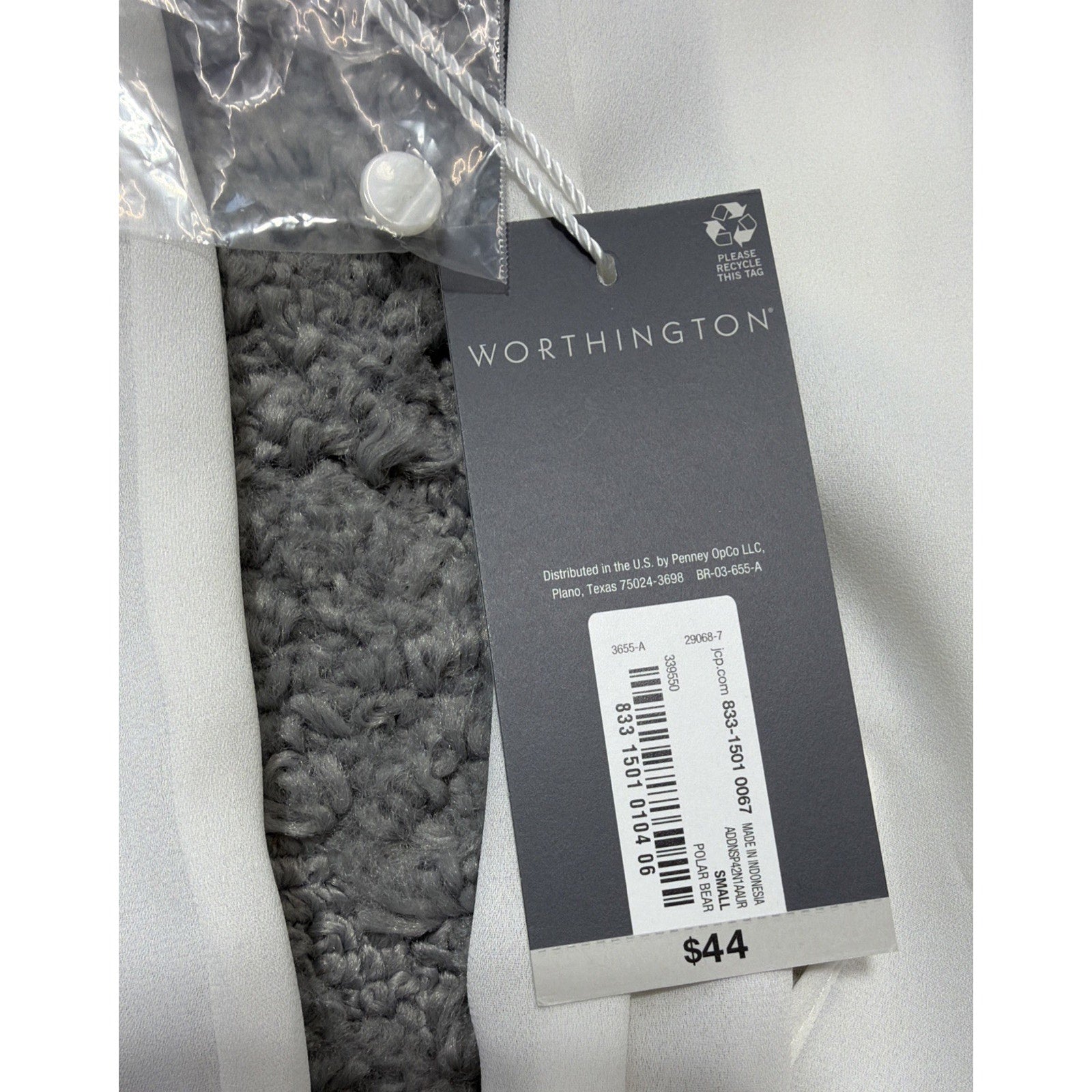 Worthington Sheer Button Up Top Collar White Long Sleeve Women's Sz Small New