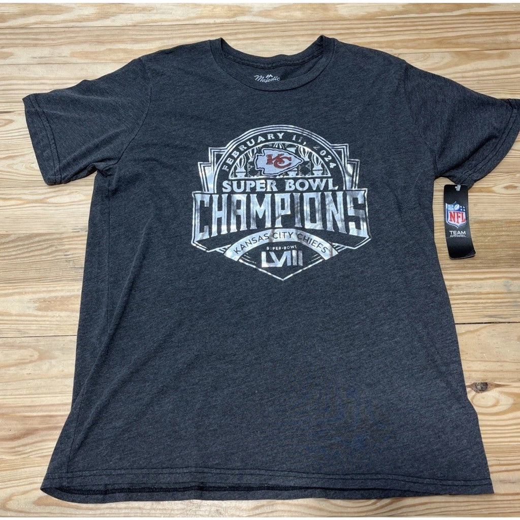 NWT Kansas City Chiefs Men’s Shirt Gray XL T-Shirt NFL Super Bowl LVII Majestic