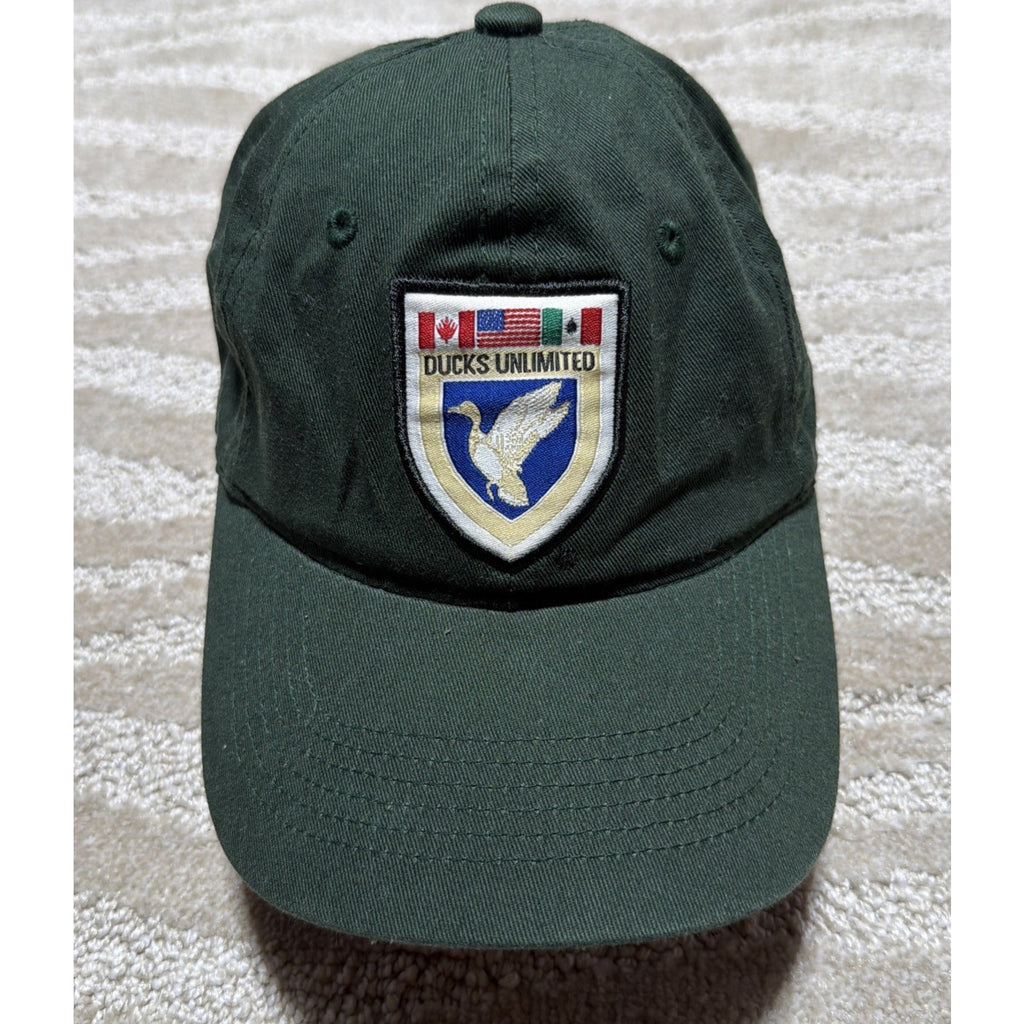 DUCKS UNLIMITED Hunter Green Adjustable Outdoor Cap Hat Vintage Logo OSFM