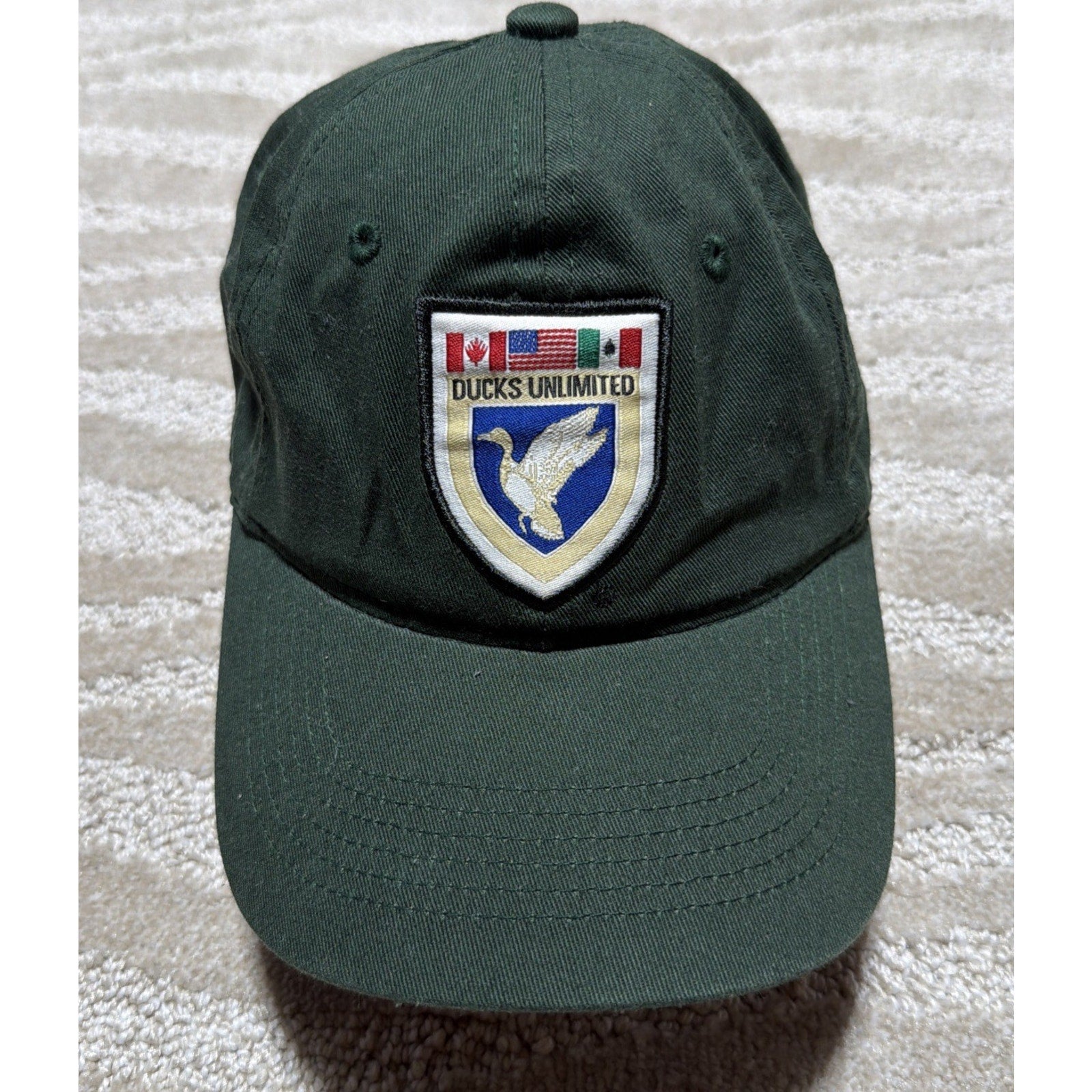 DUCKS UNLIMITED Hunter Green Adjustable Outdoor Cap Hat Vintage Logo OSFM