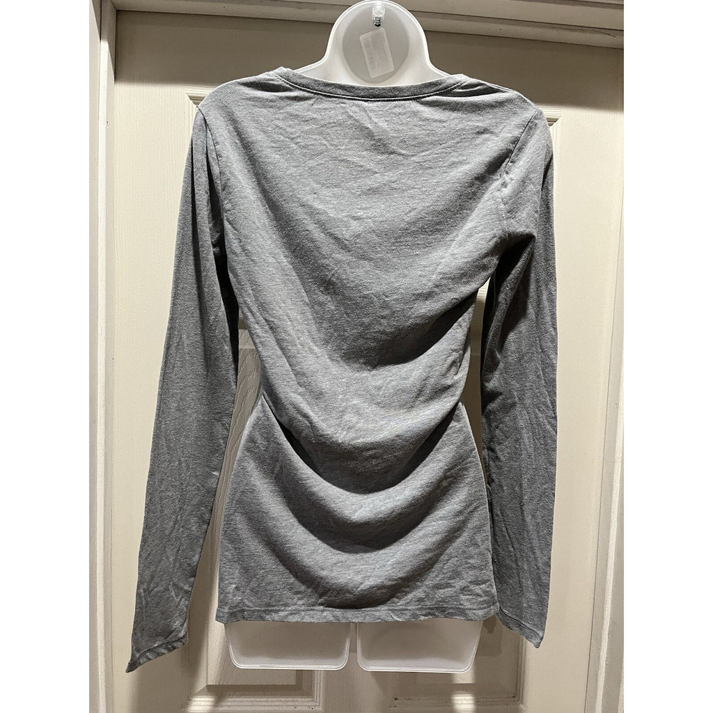 NOBO No Boundaries Women's Sz L Gray Ribbed Knit Long Sleeve Fitted T Shirt
