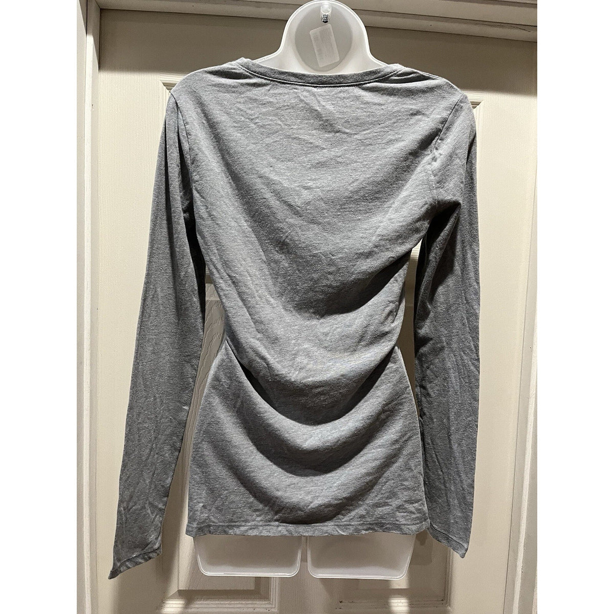 NOBO No Boundaries Women's Sz L Gray Ribbed Knit Long Sleeve Fitted T Shirt
