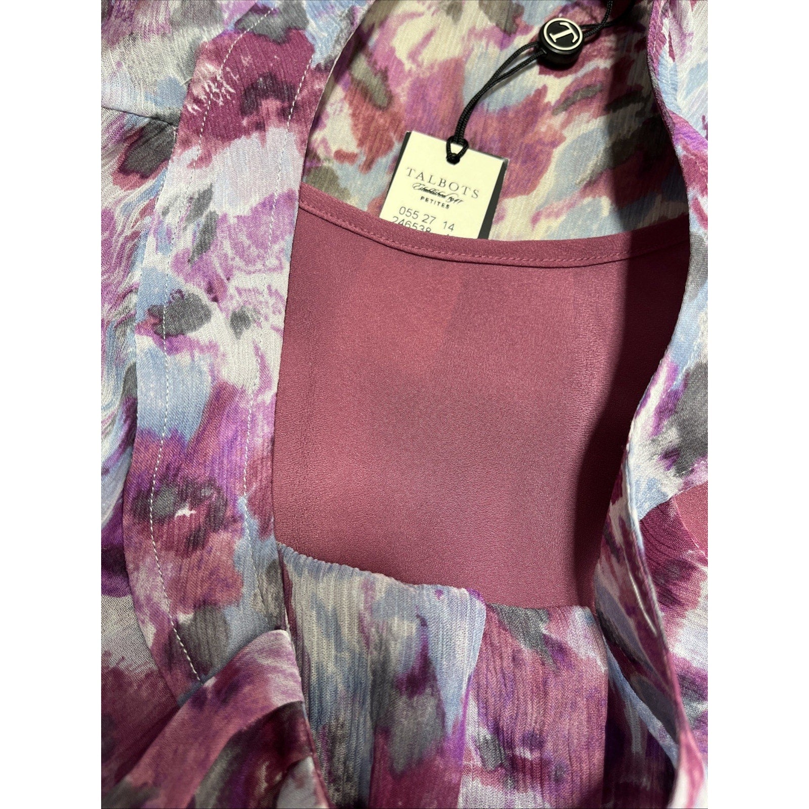 TALBOTS 2 In 1 * Sheer Floral Blouse w/ Silk Shell * Sleeveless Sz 6 Petite NWT