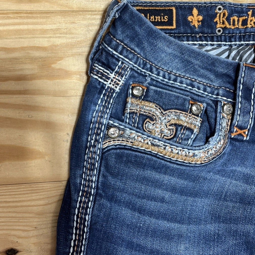 Rock Revival Alanis Skinny Jeans Thick Stitch Embroidered Size 27