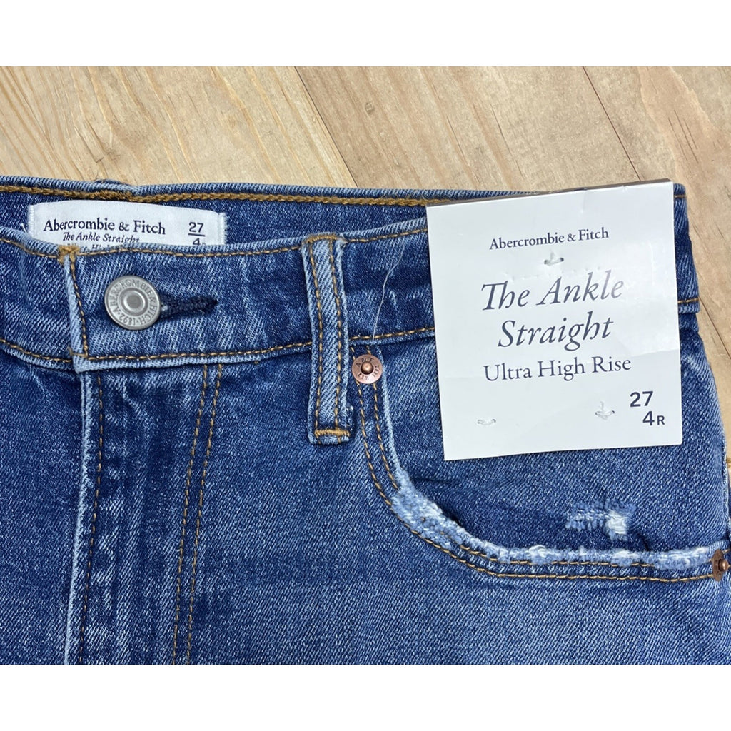 NWT Abercrombie & Fitch The Ankle Straight Ultra High Rise 27/4 Womens Jeans