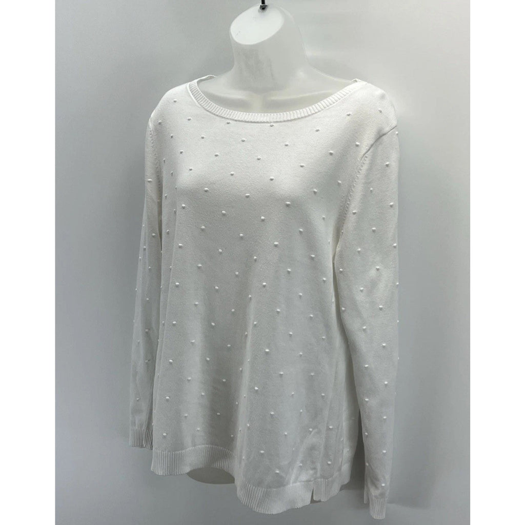 Talbots White Textured Bubble Polka Dots Sweater Size M