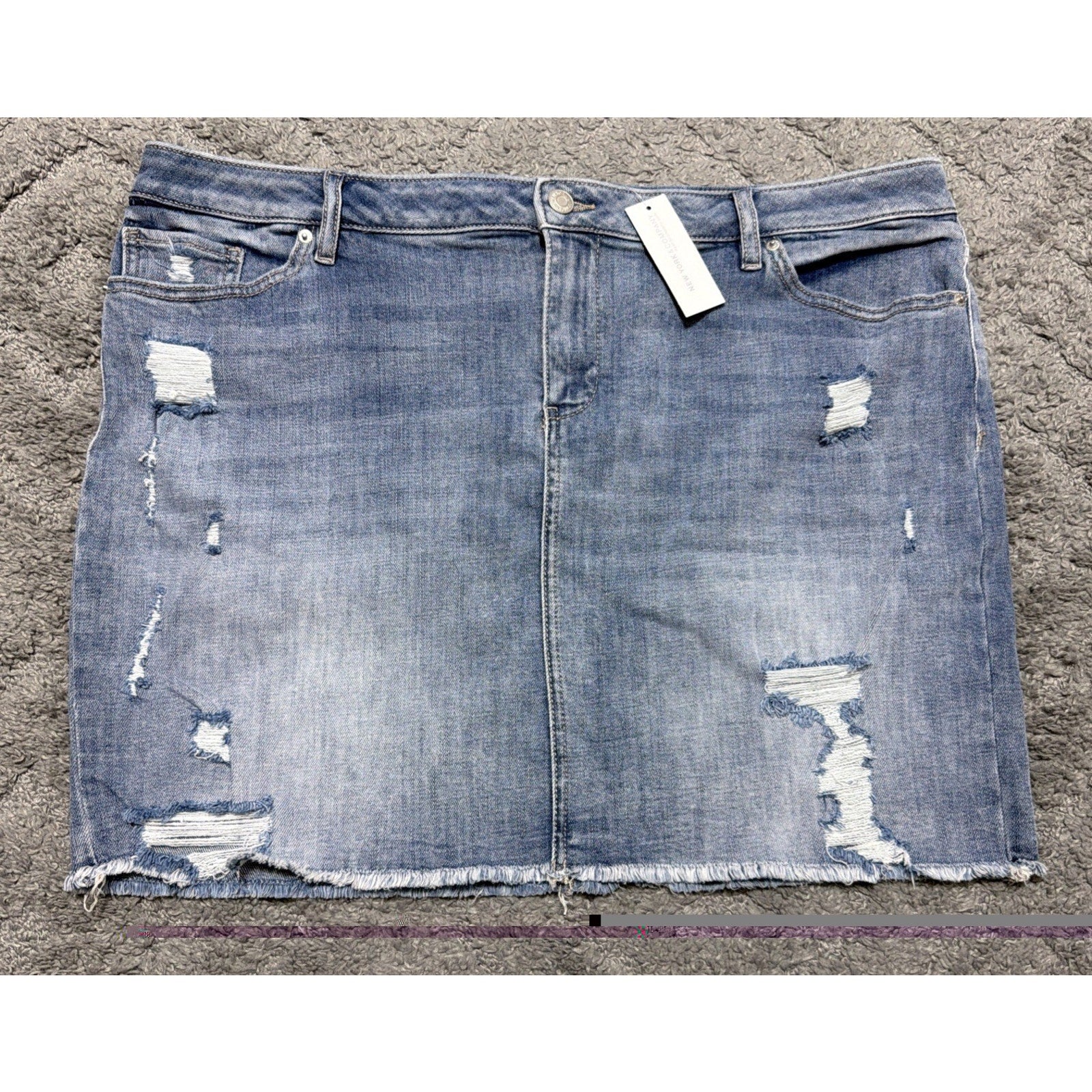 New York & Company SoHo Distressed Women's Jean Skirt Plus Size 18 Stretch