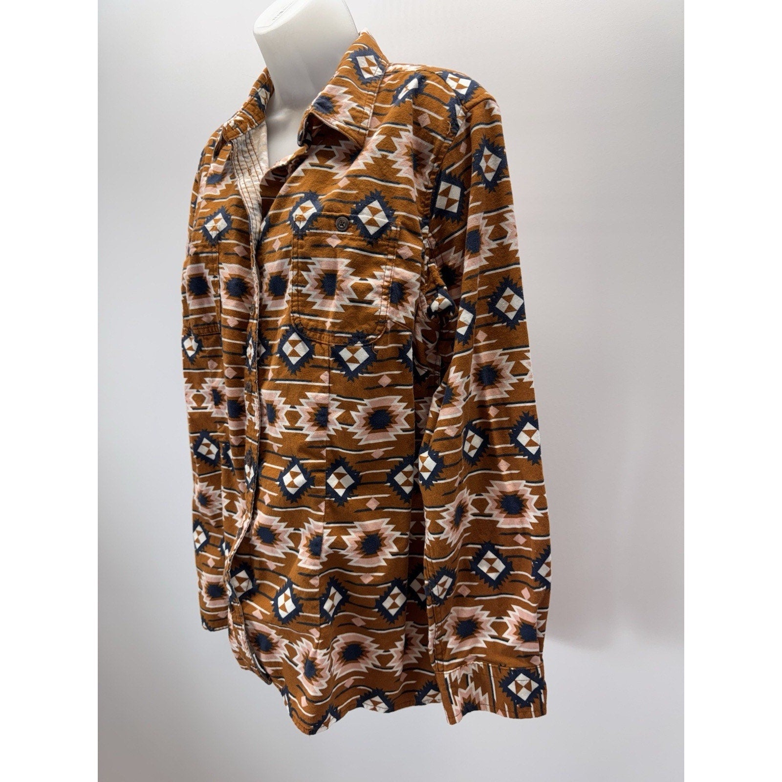 Duluth Trading Aztec Western Button Shirt Women’s X-Large Brown